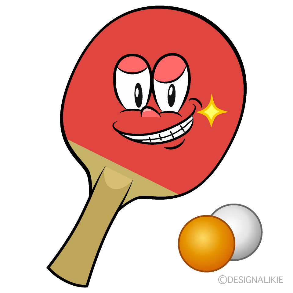 Grinning Table Tennis Cartoon Character Image