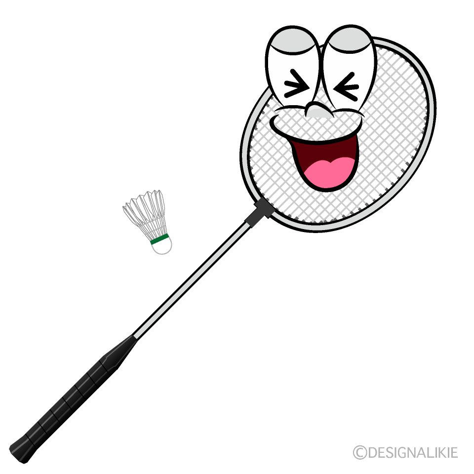 Laughing Badminton Cartoon Character Image
