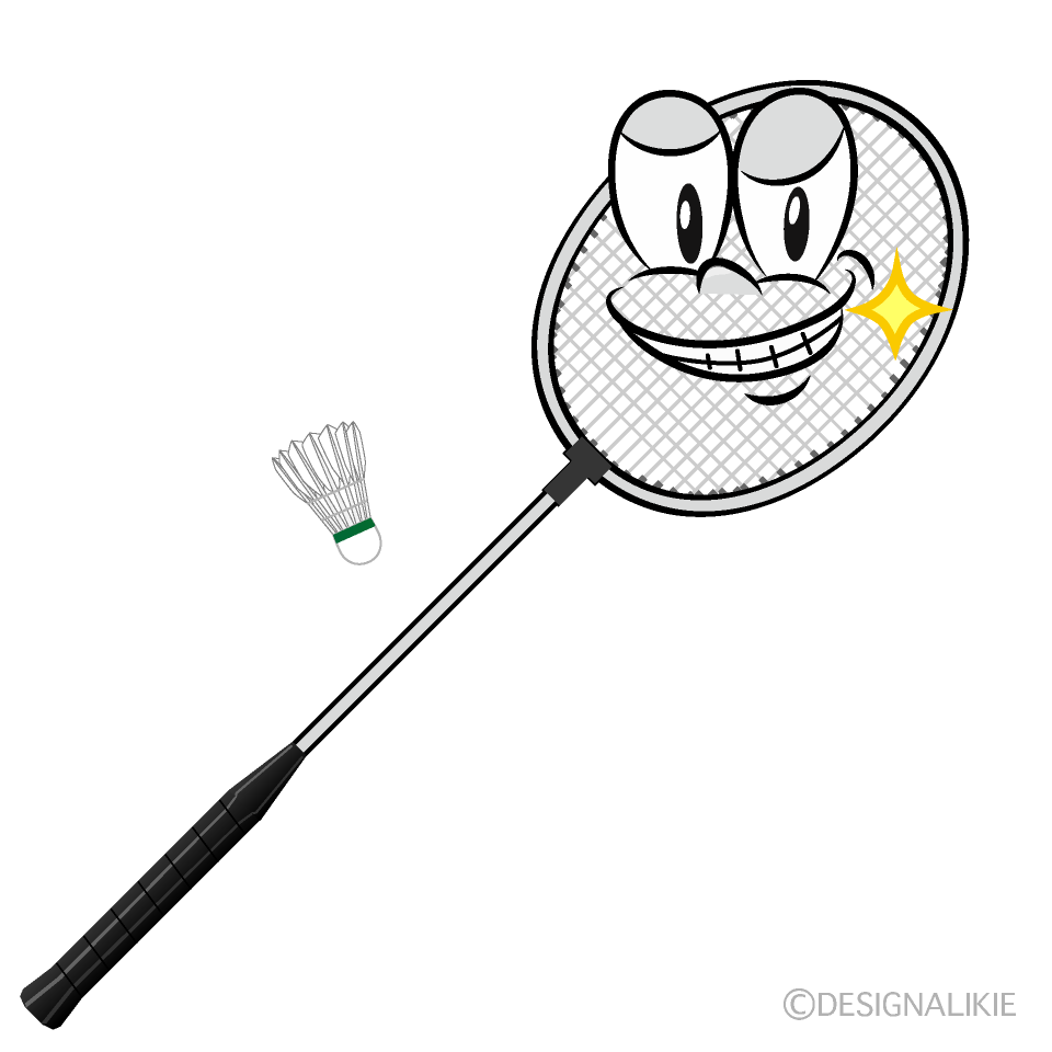 Grinning Badminton Cartoon Character Image