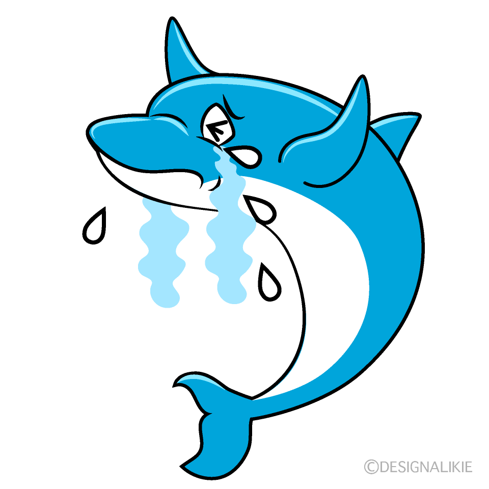Crying Dolphin Cartoon Character Image