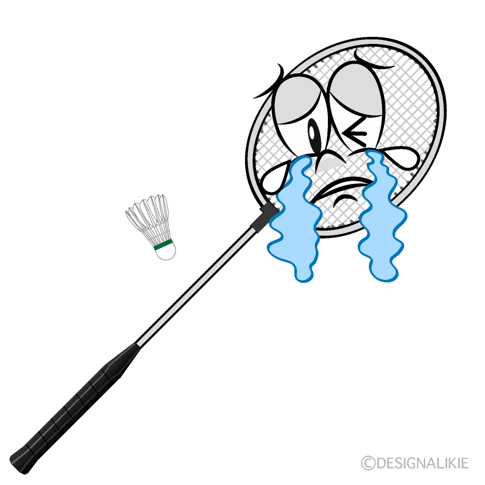 Crying Badminton Cartoon Character Image