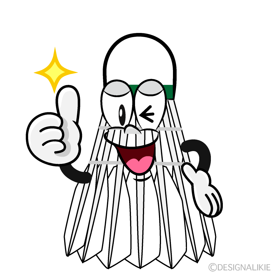 Thumbs up Badminton Shuttle Cartoon Character Image