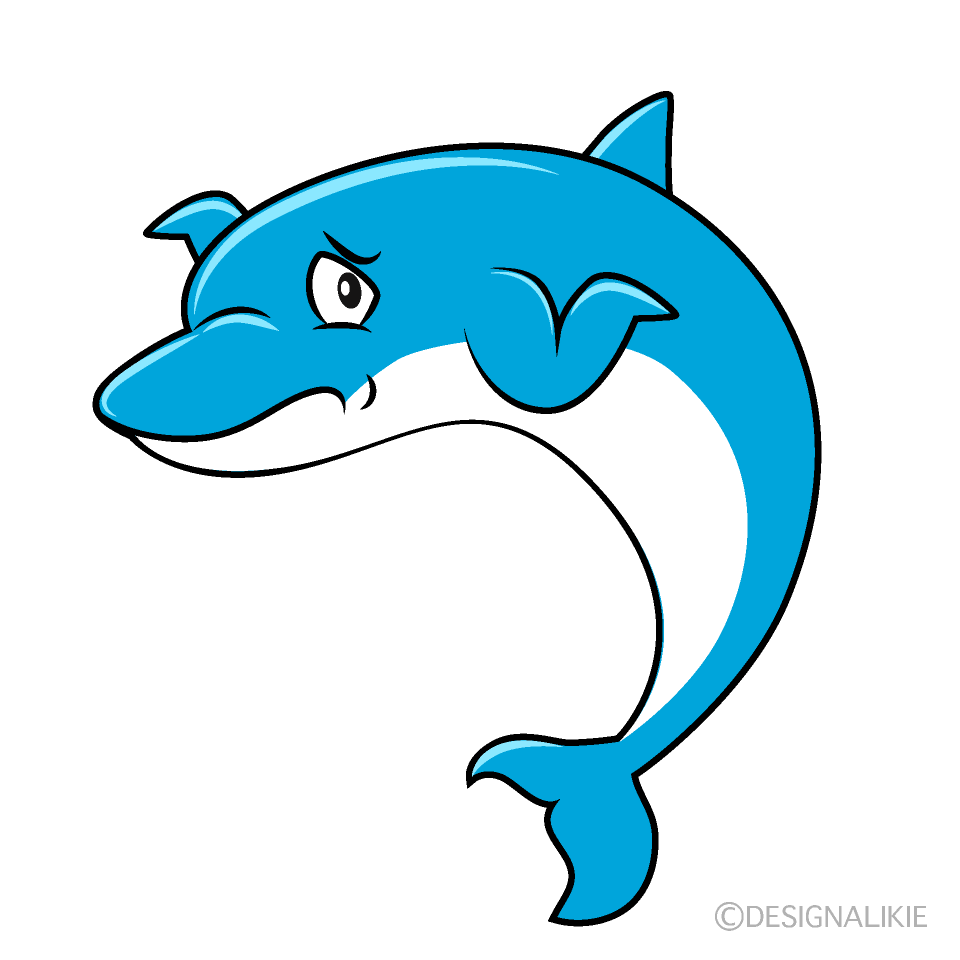 Troubled Dolphin Cartoon Character Image