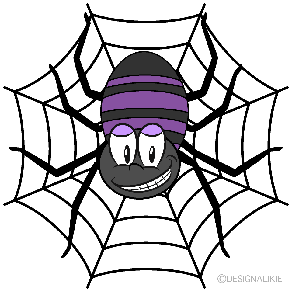 Grinning Spider Web Cartoon Character Image
