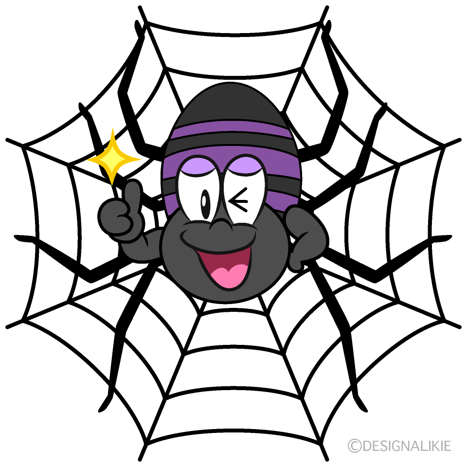 Thumbs up Spider Web Cartoon Character Image