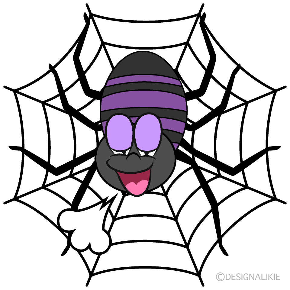 Relaxing Spider Web Cartoon Character Image