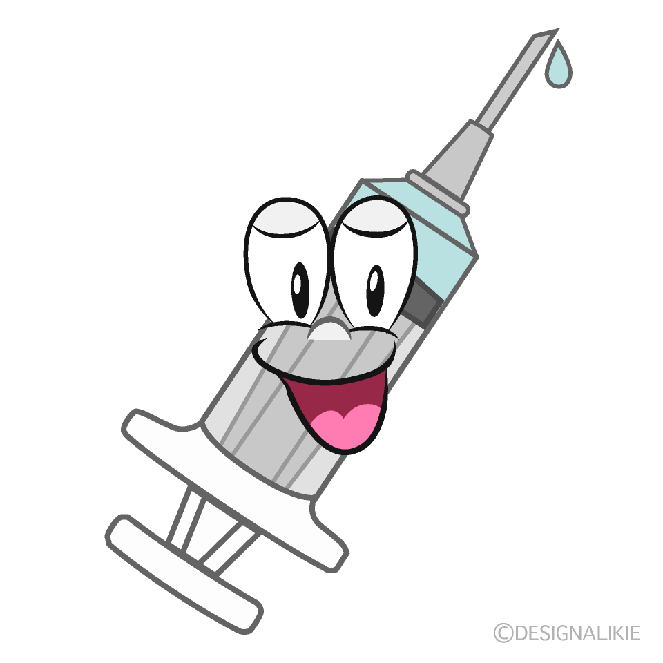 Smiling Syringe Cartoon Character Image