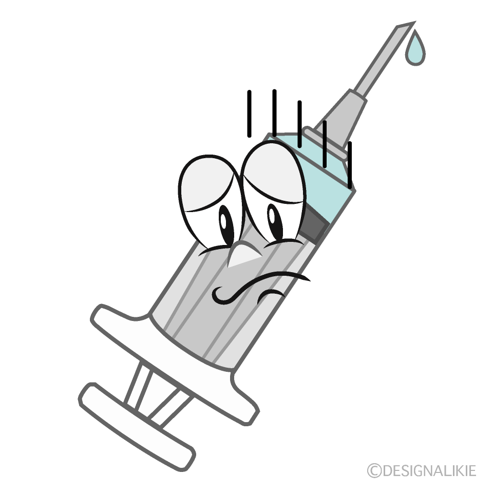 Depressed Syringe Cartoon Character Image