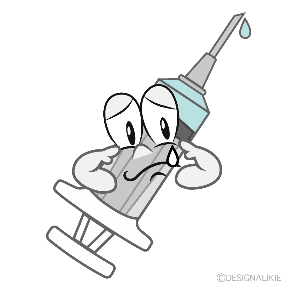 Sad Syringe Cartoon Character Image