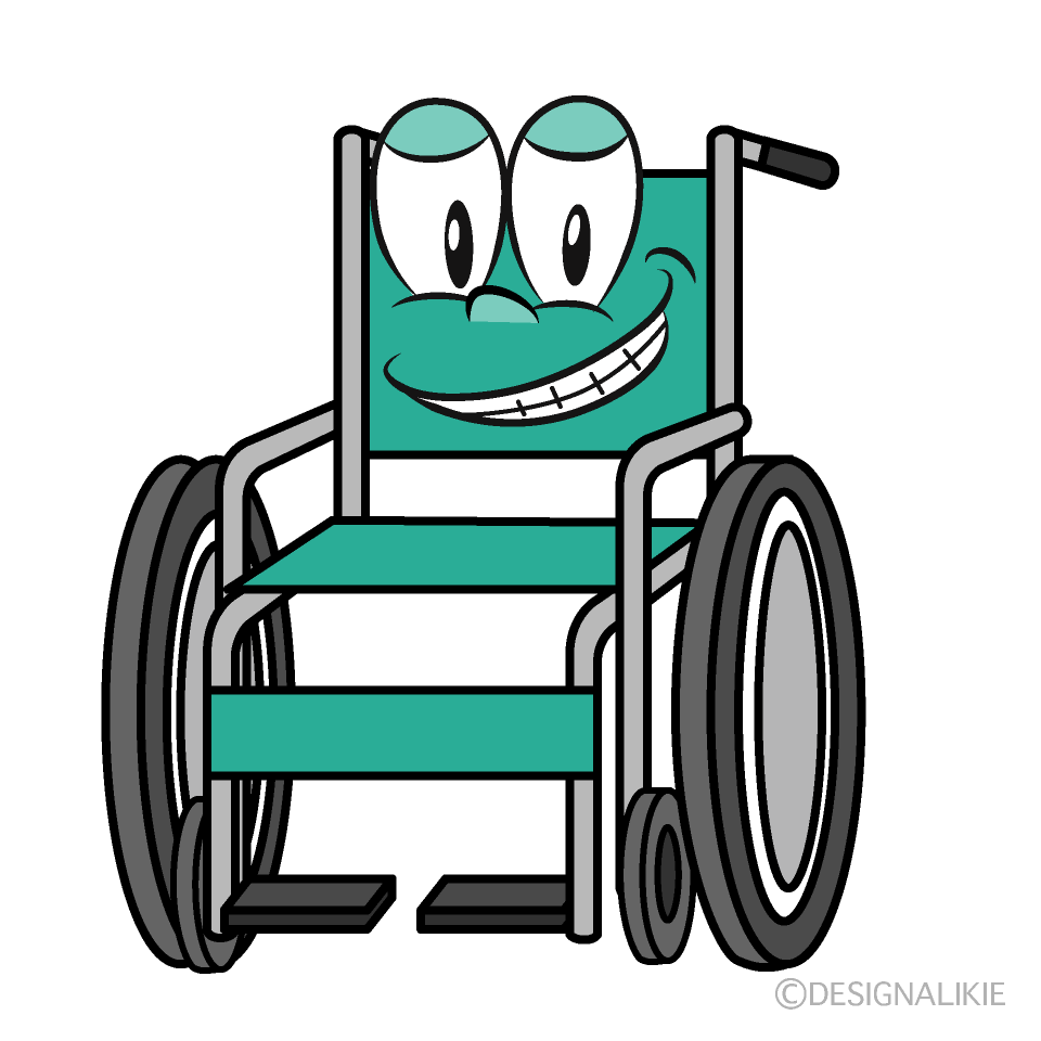 Grinning Wheelchair Cartoon Character Image