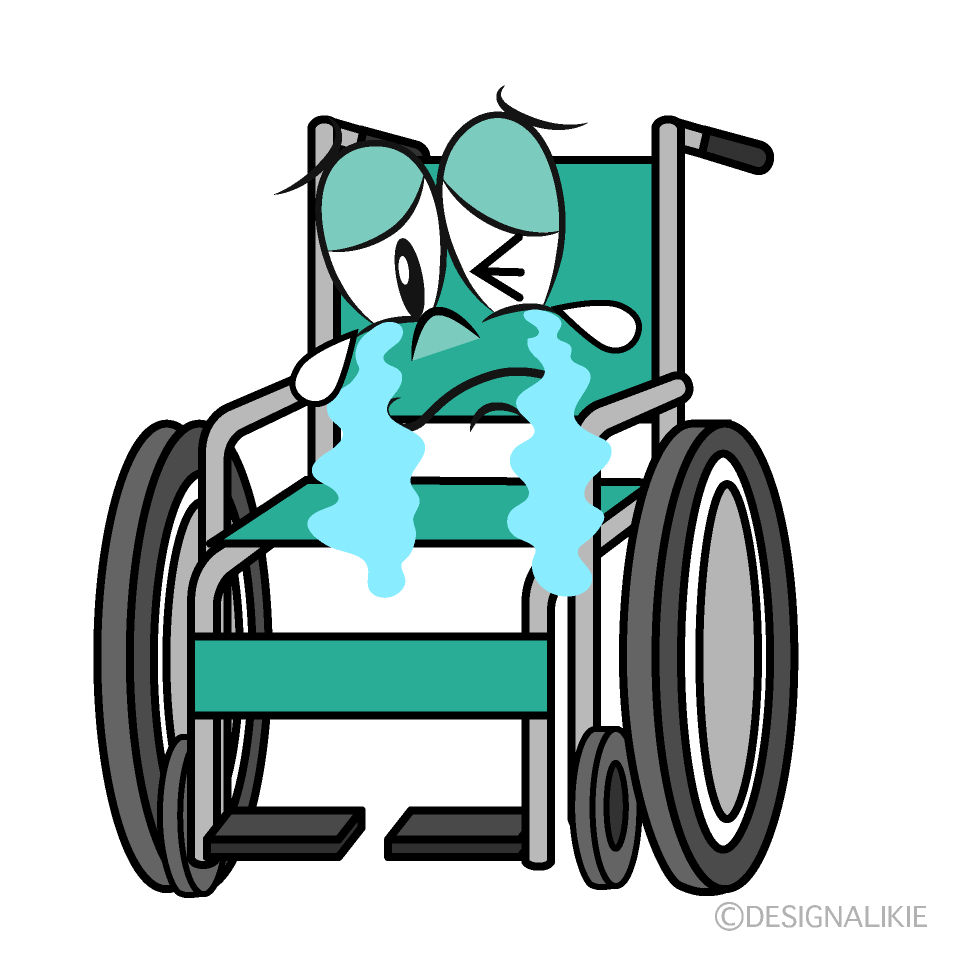 Crying Wheelchair Cartoon Character Image