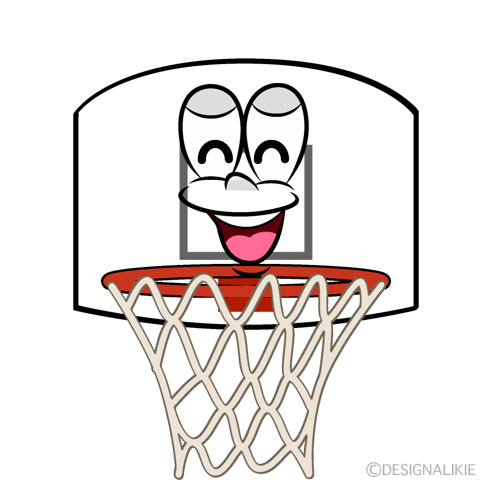 Smiling Basketball Goal Cartoon Character Image
