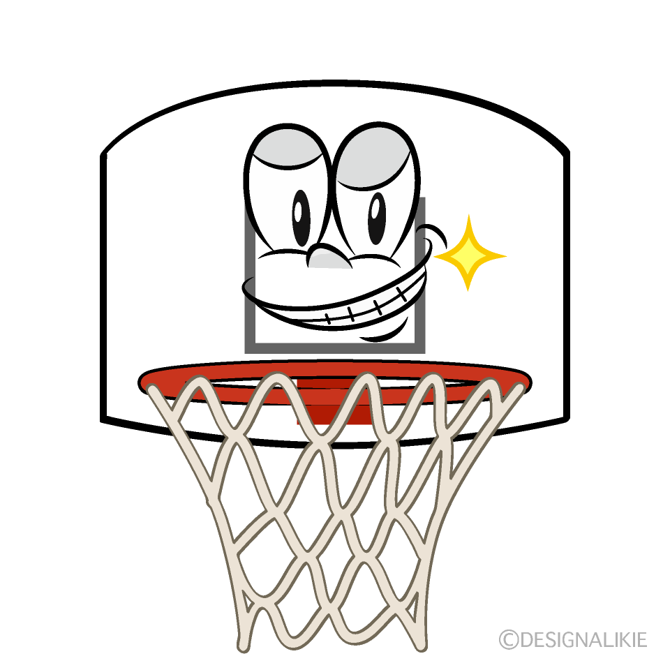 Grinning Basketball Goal Cartoon Character Image