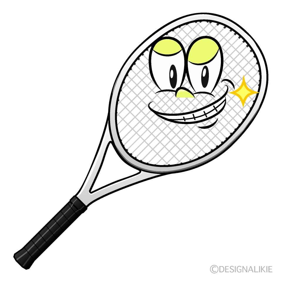 Grinning Tennis Racket Cartoon Character Image