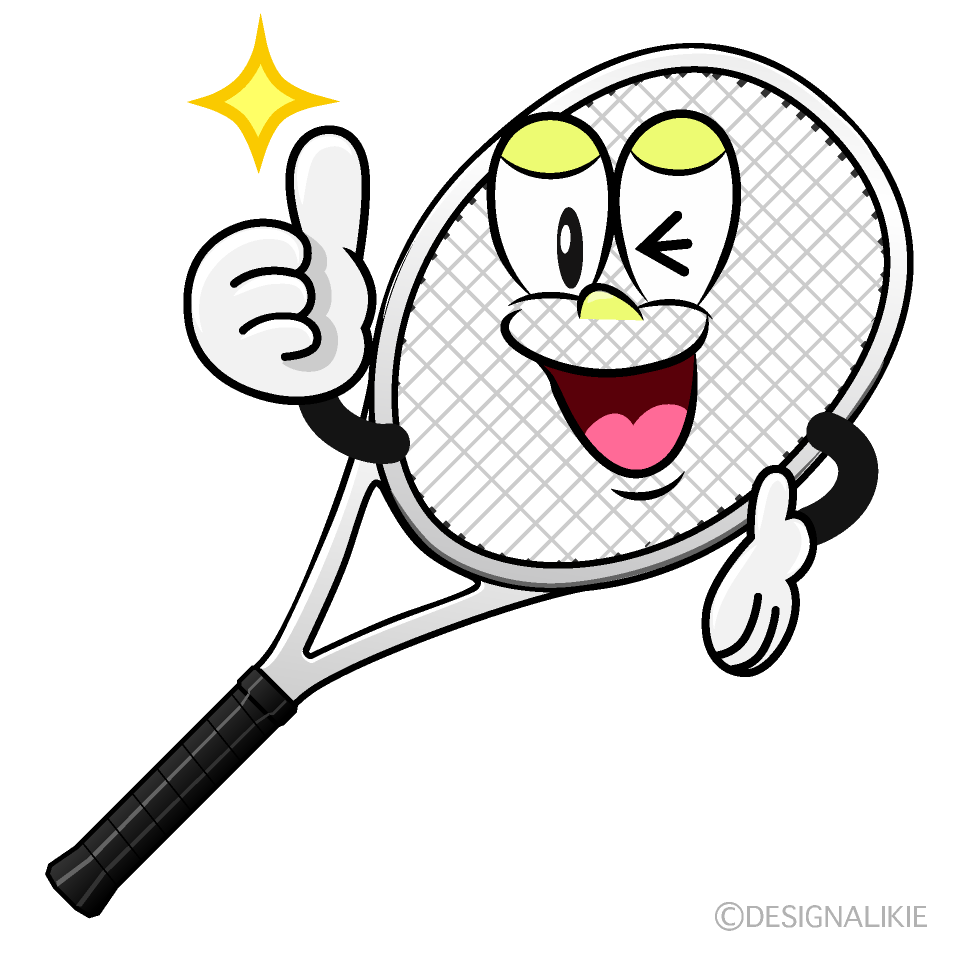 Thumbs up Tennis Racket Cartoon Character Image