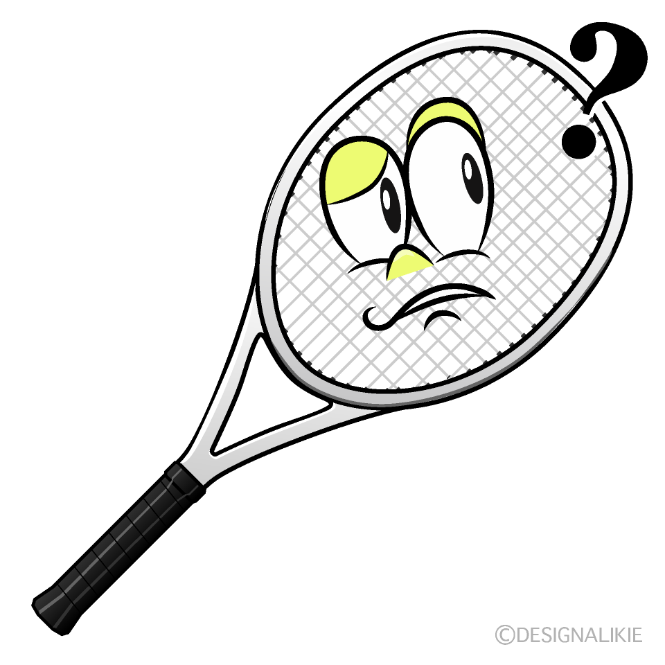Thinking Tennis Racket Cartoon Character Image