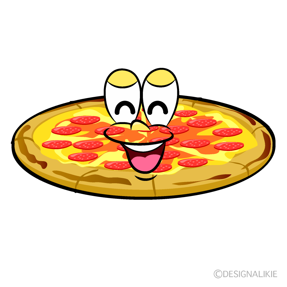 Smiling Pepperoni Pizza Cartoon Character Image