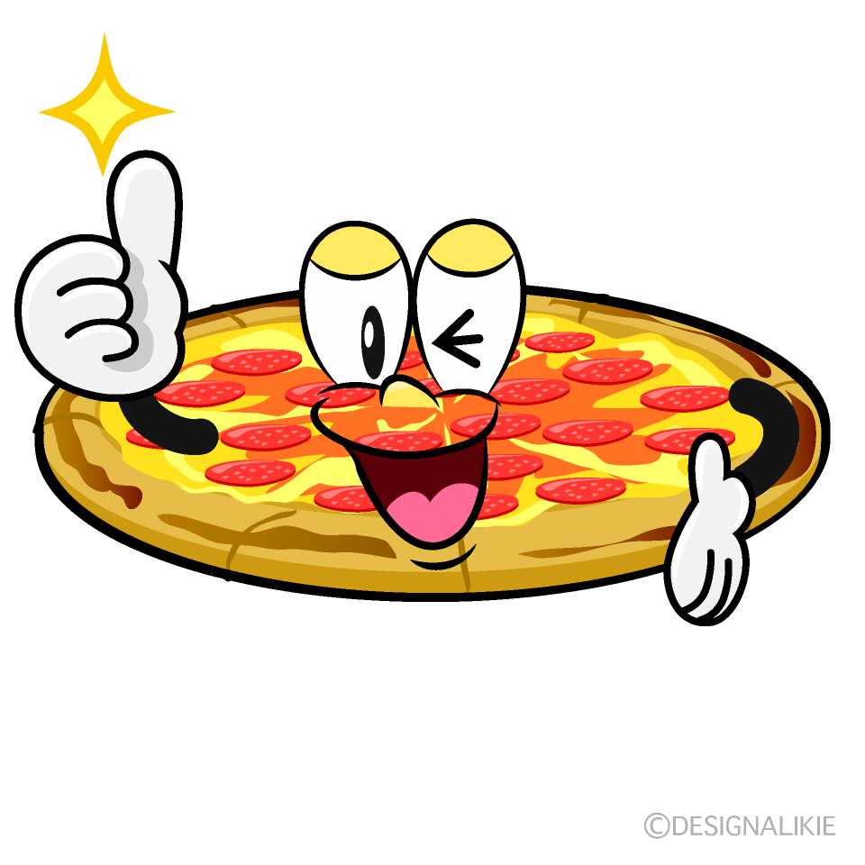 Thumbs up Pepperoni Pizza Cartoon Character Image