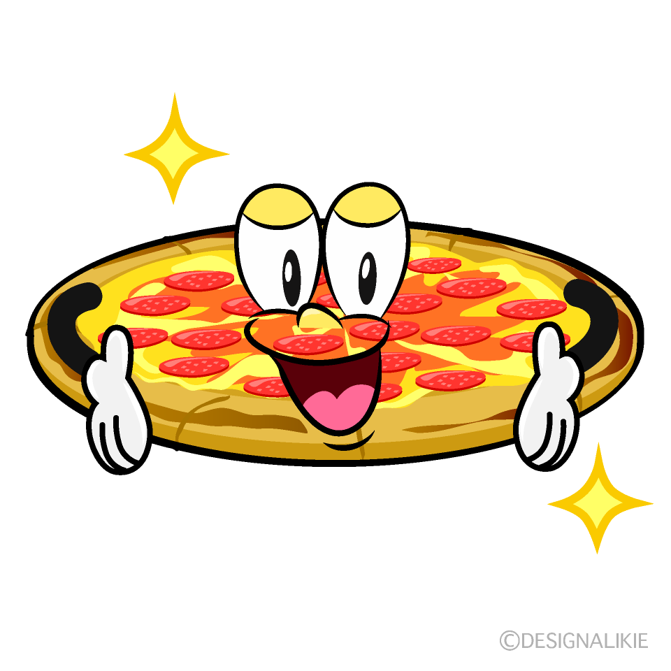 Glitter Pepperoni Pizza Cartoon Character Image