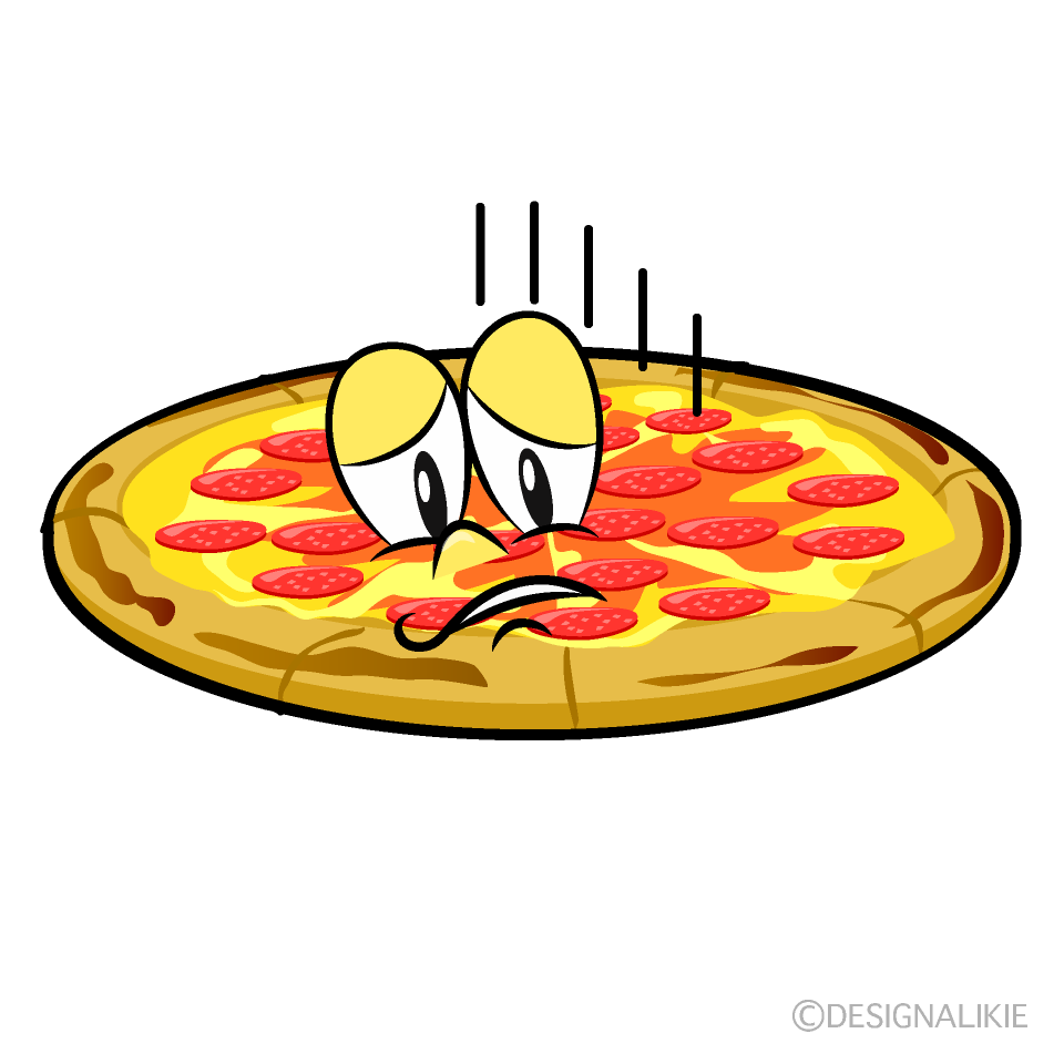 Depressed Pepperoni Pizza Cartoon Character Image
