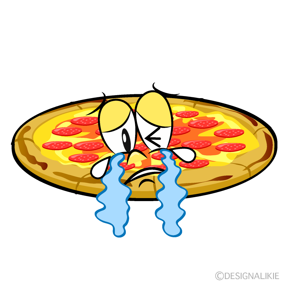 Crying Pepperoni Pizza Cartoon Character Image