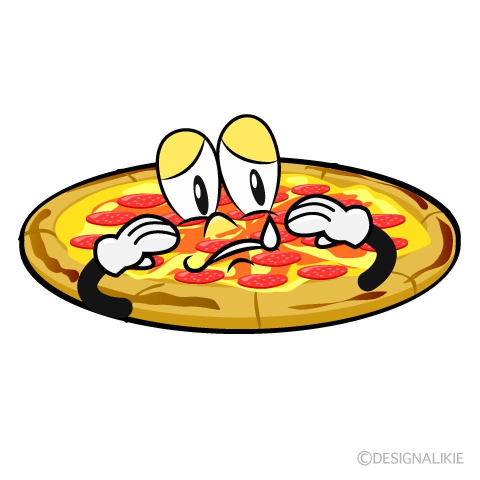 Sad Pepperoni Pizza Cartoon Character Image