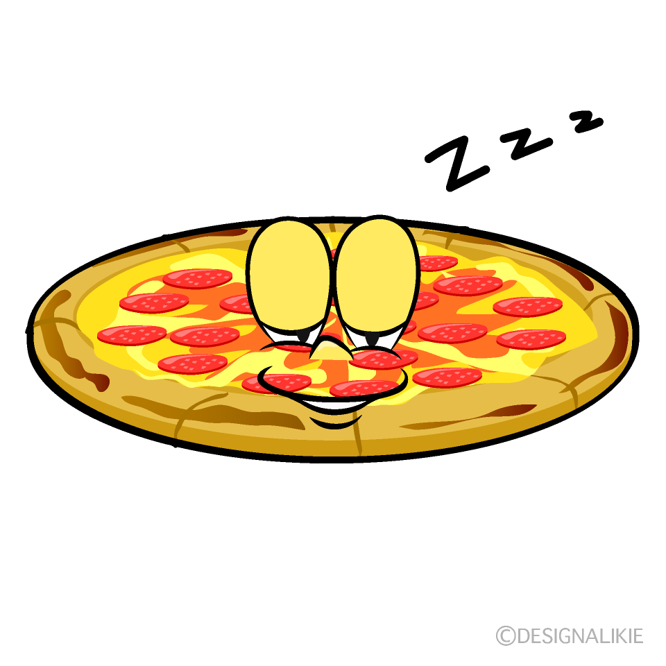 Sleeping Pepperoni Pizza Cartoon Character Image
