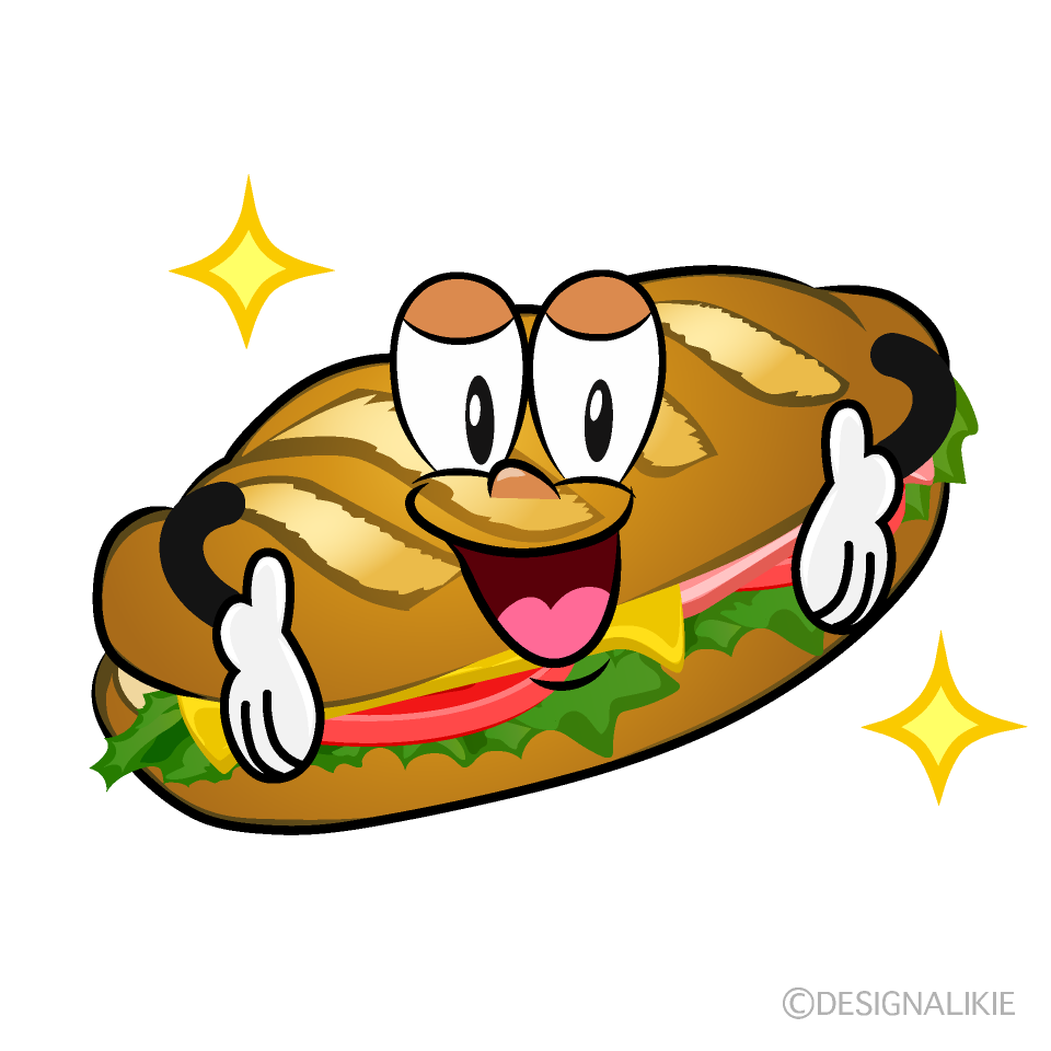 Glitter Baguette Sandwich Cartoon Character Image