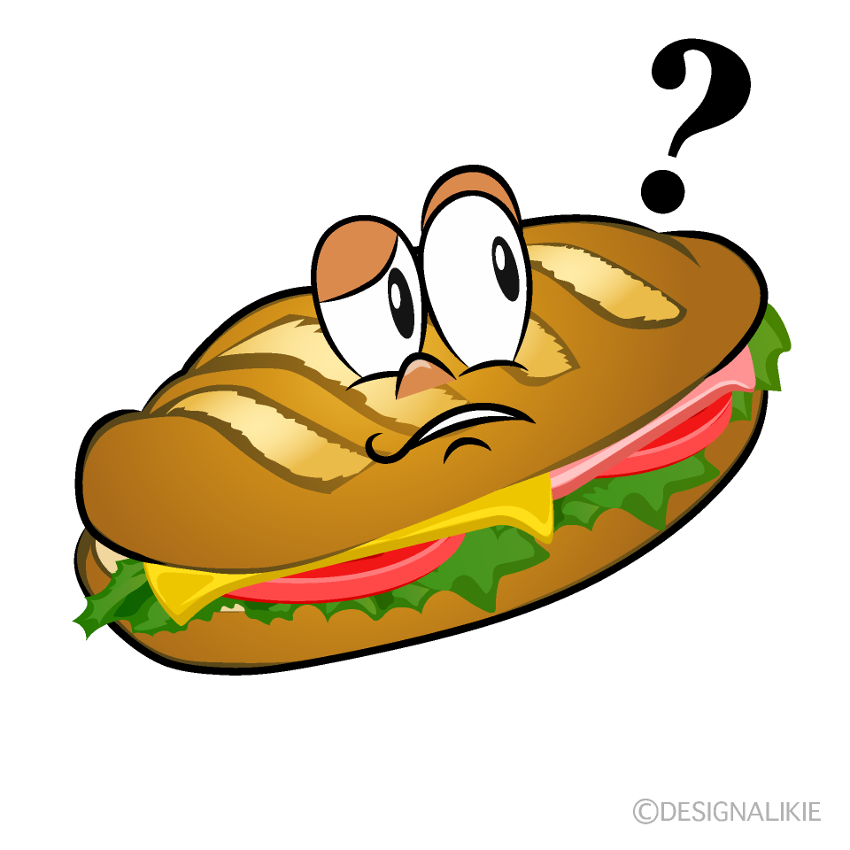 Thinking Baguette Sandwich Cartoon Character Image