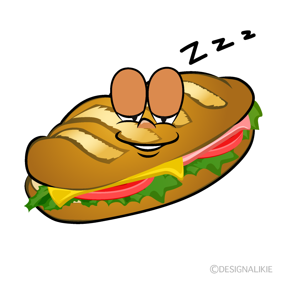 Sleeping Baguette Sandwich Cartoon Character Image