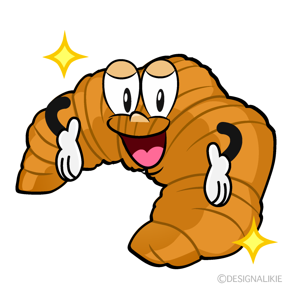 Glitter Croissant Cartoon Character Image