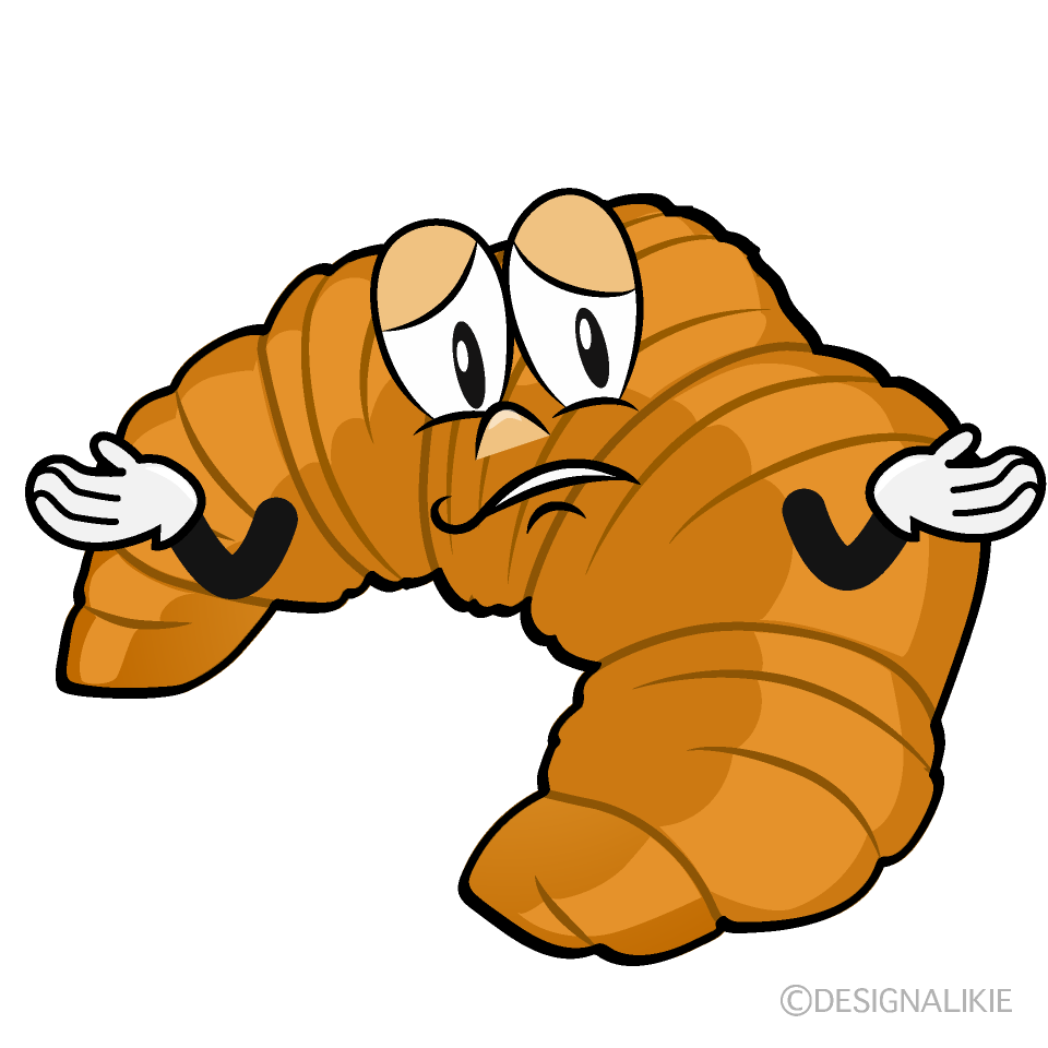 Troubled Croissant Cartoon Character Image