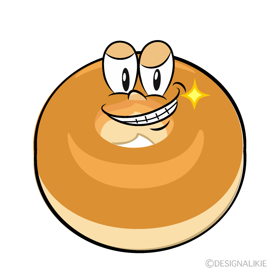 Grinning Bagel Cartoon Character Image