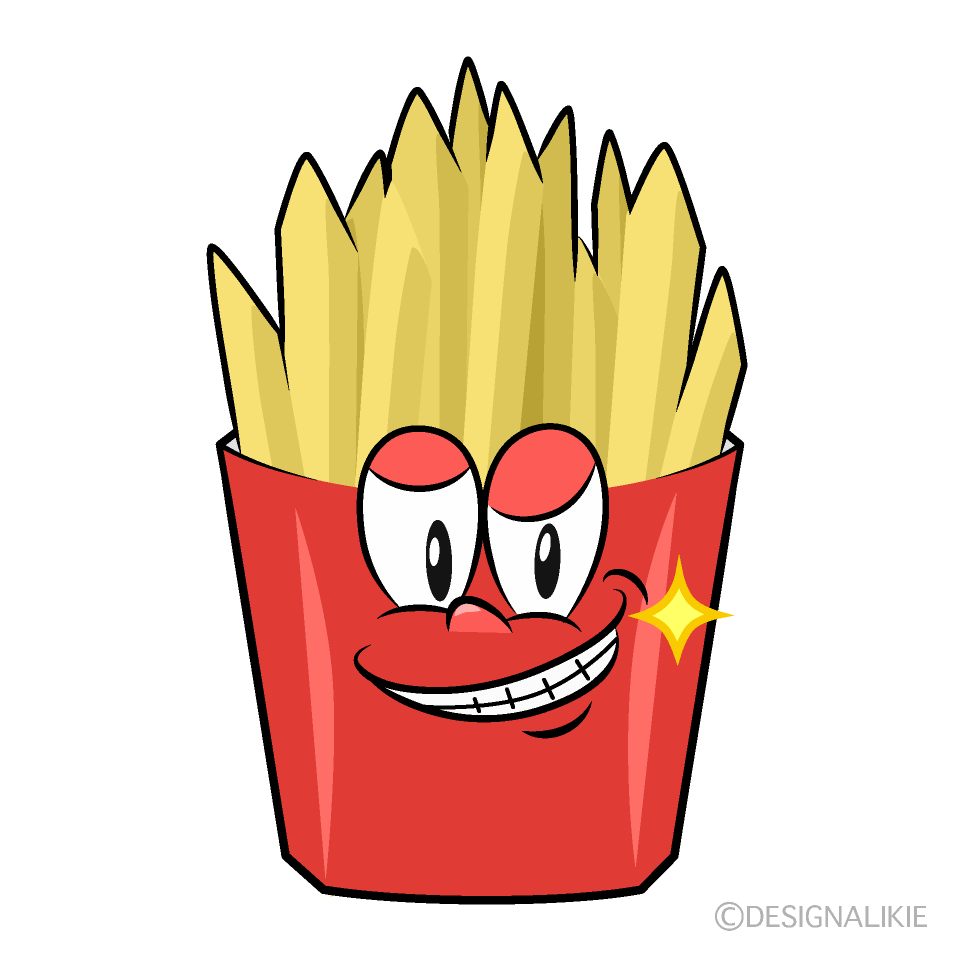Grinning French Fries Cartoon Character Image