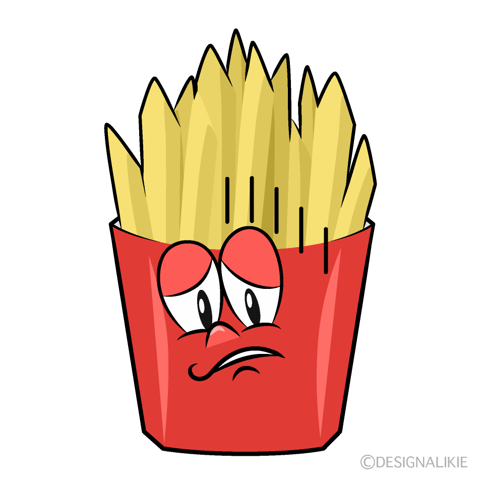 Depressed French Fries Cartoon Character Image