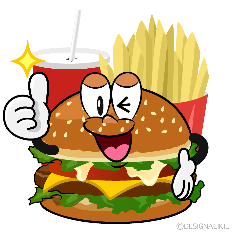 Thumbs up Junk Food Cartoon Character Image
