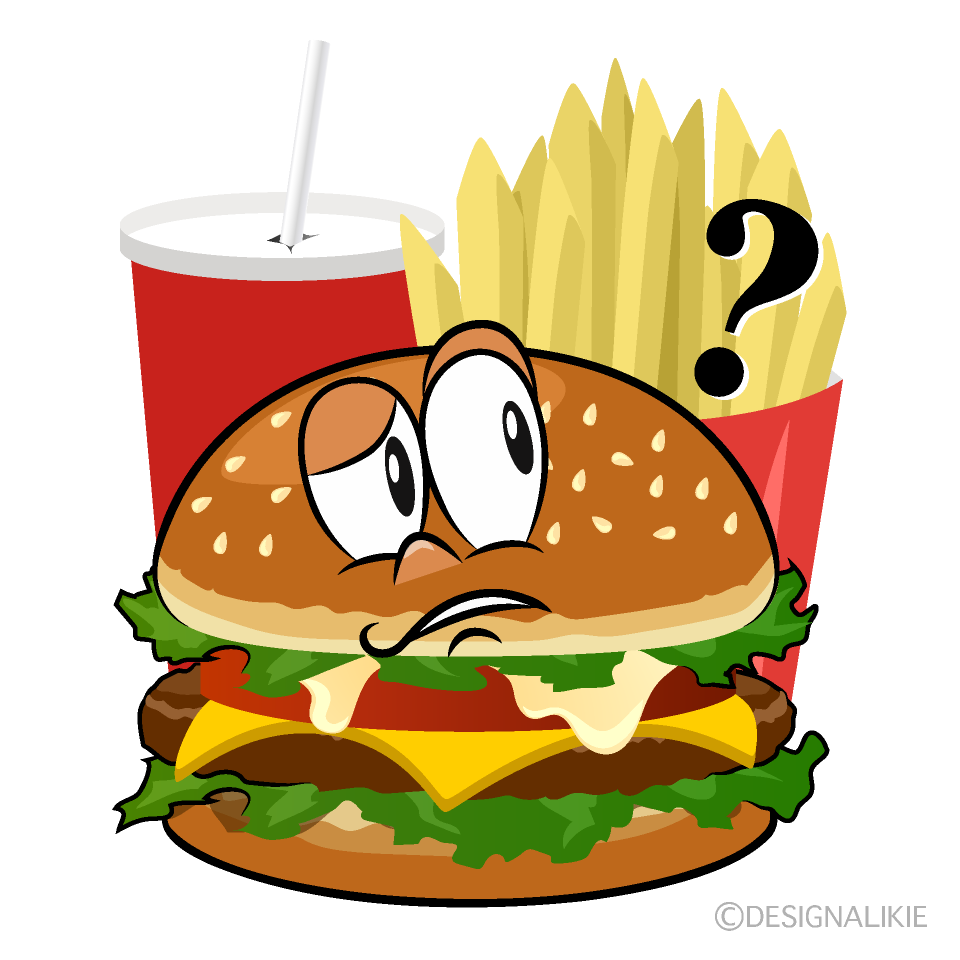 Thinking Junk Food Cartoon Character Image