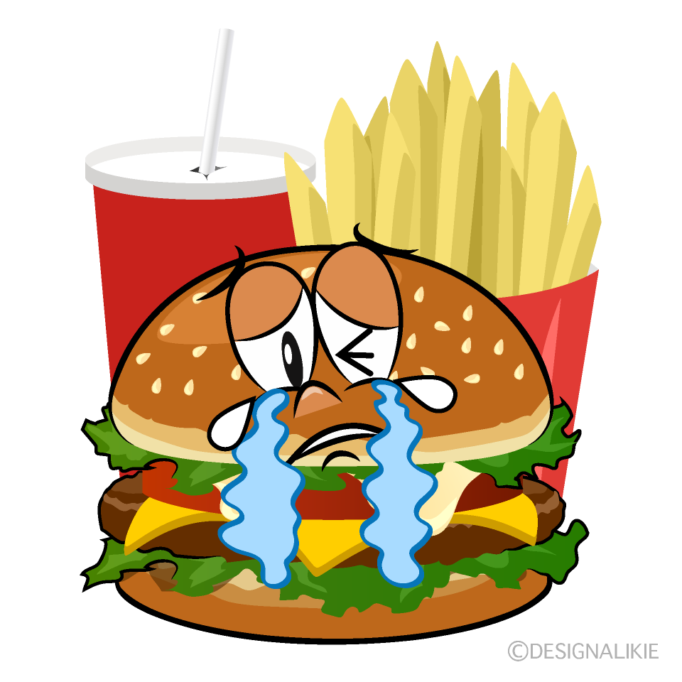 Crying Junk Food Cartoon Character Image