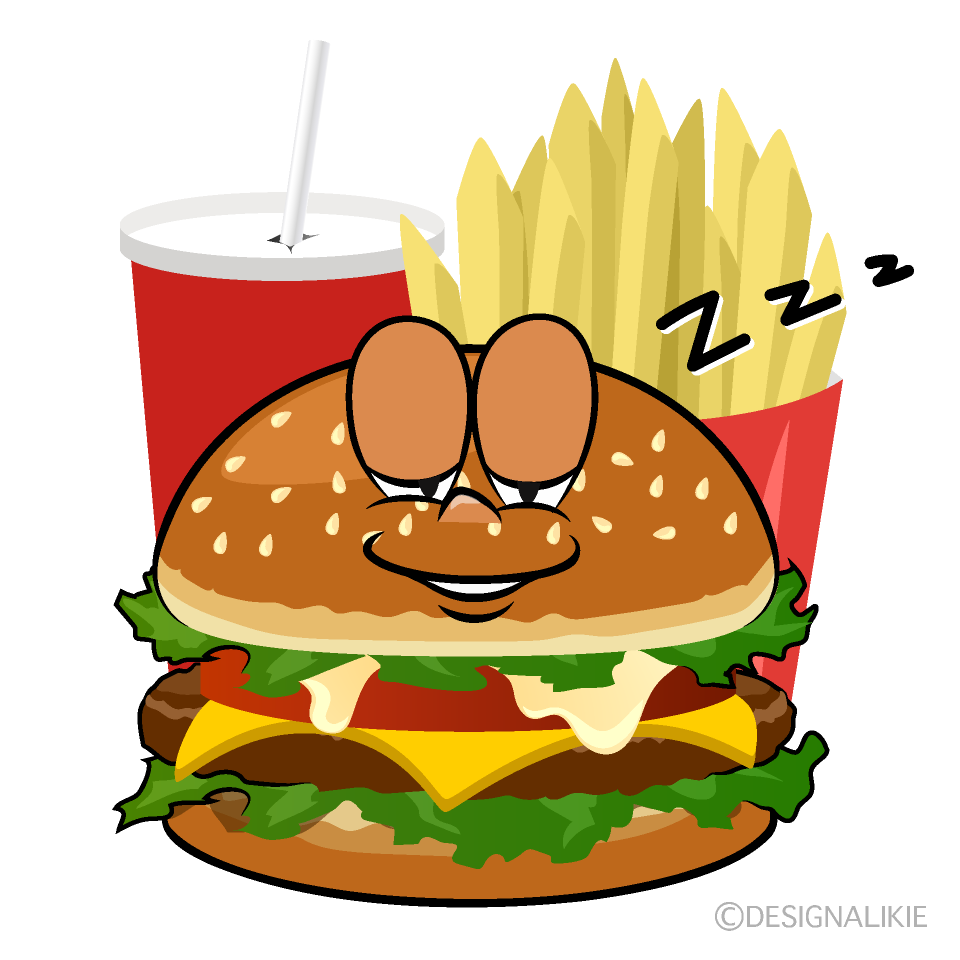 Sleeping Junk Food Cartoon Character Image