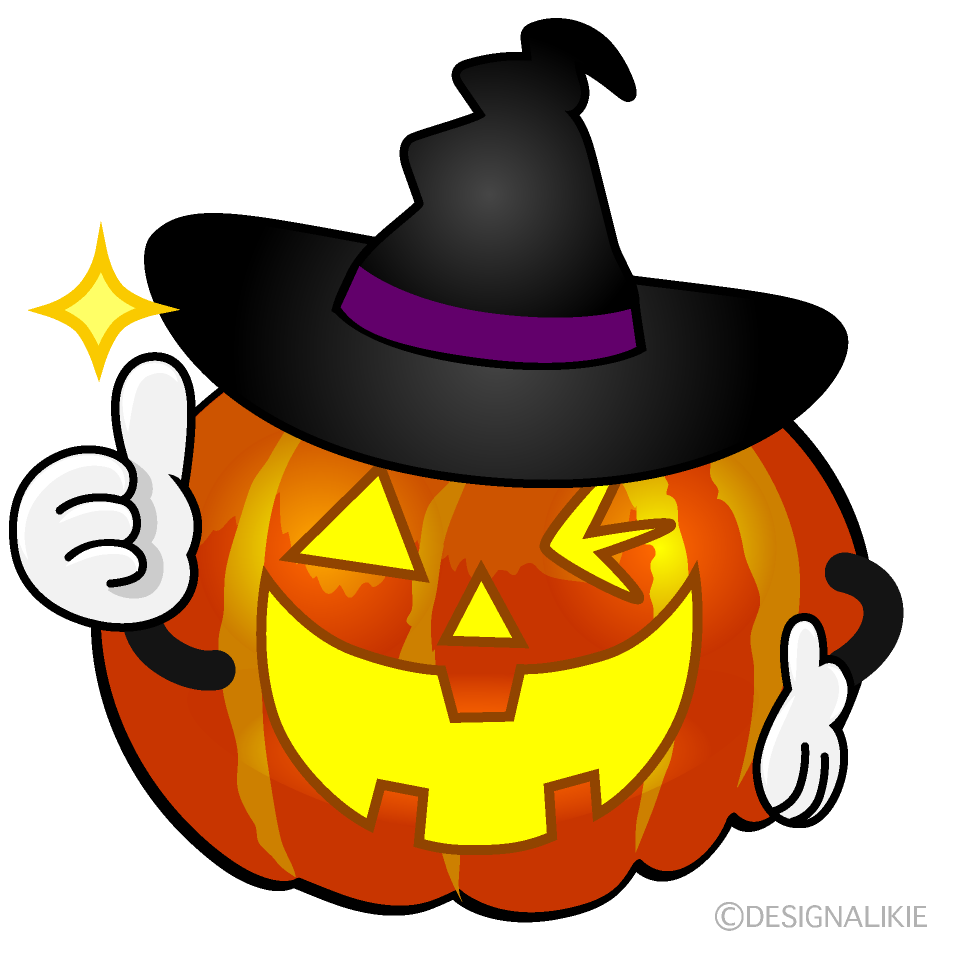 Thumbs up Witch Pumpkin Cartoon Character Image