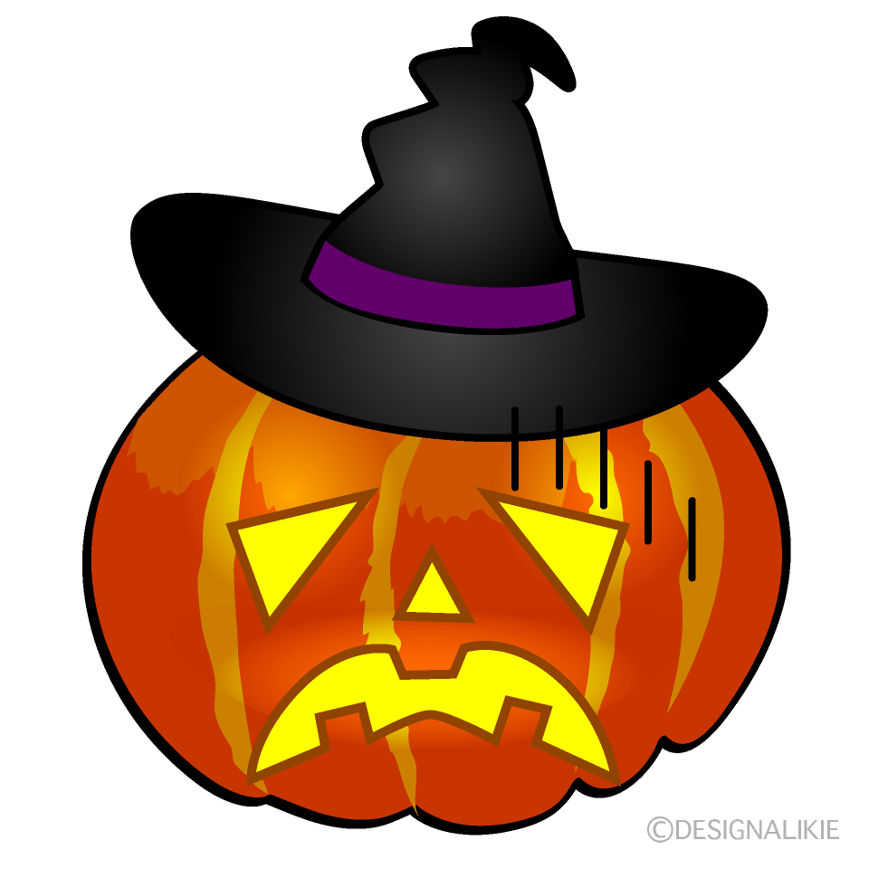 Depressed Witch Pumpkin Cartoon Character Image