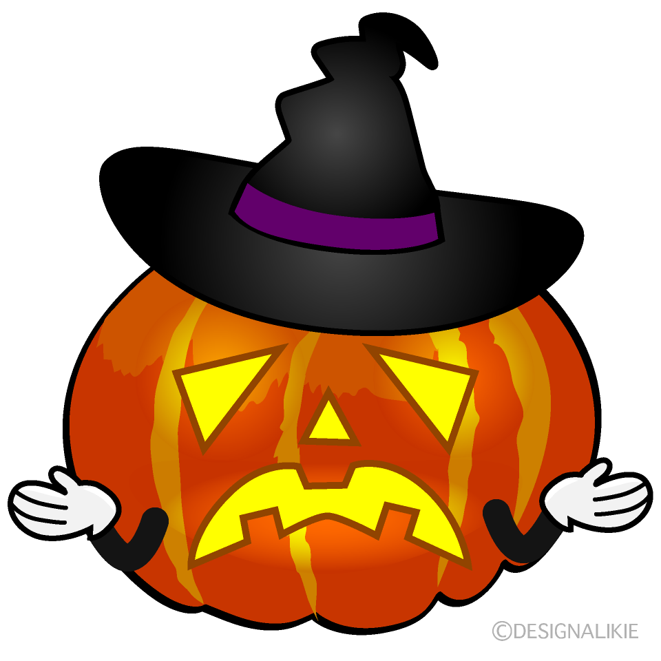 Troubled Witch Pumpkin Cartoon Character Image