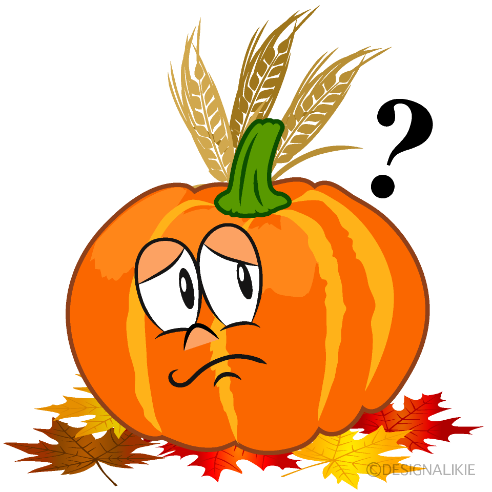 Thinking Thanksgiving Pumpkin Cartoon Character Image