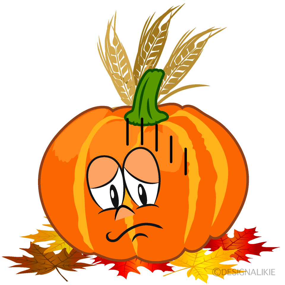 Depressed Thanksgiving Pumpkin Cartoon Character Image