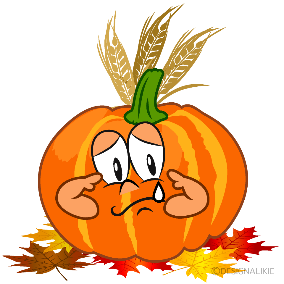 Sad Thanksgiving Pumpkin Cartoon Character Image