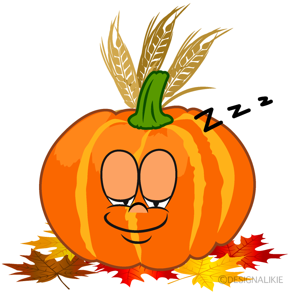Sleeping Thanksgiving Pumpkin Cartoon Character Image