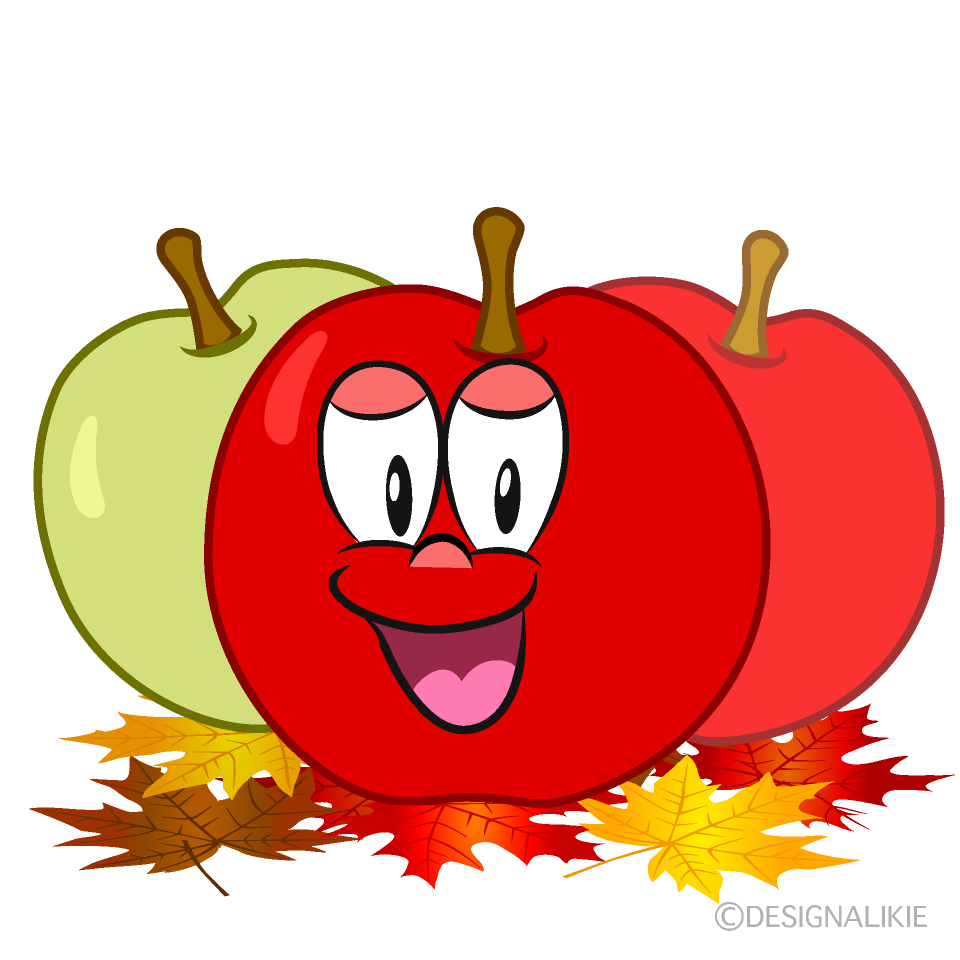 Smiling Fall Apple Cartoon Character Image