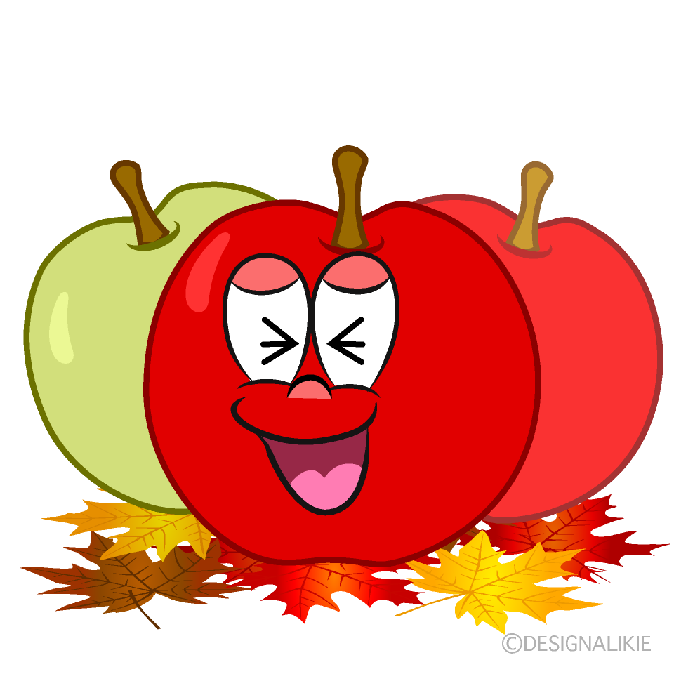 Laughing Fall Apple Cartoon Character Image