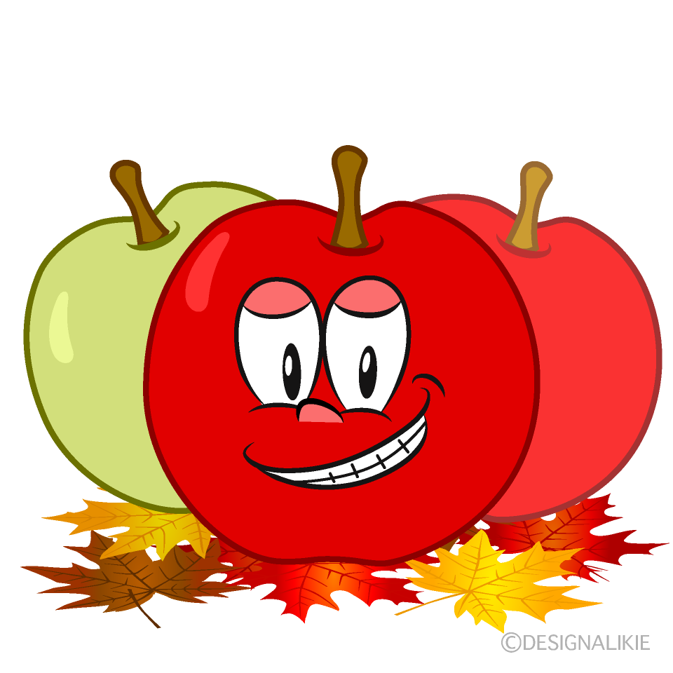 Grinning Fall Apple Cartoon Character Image