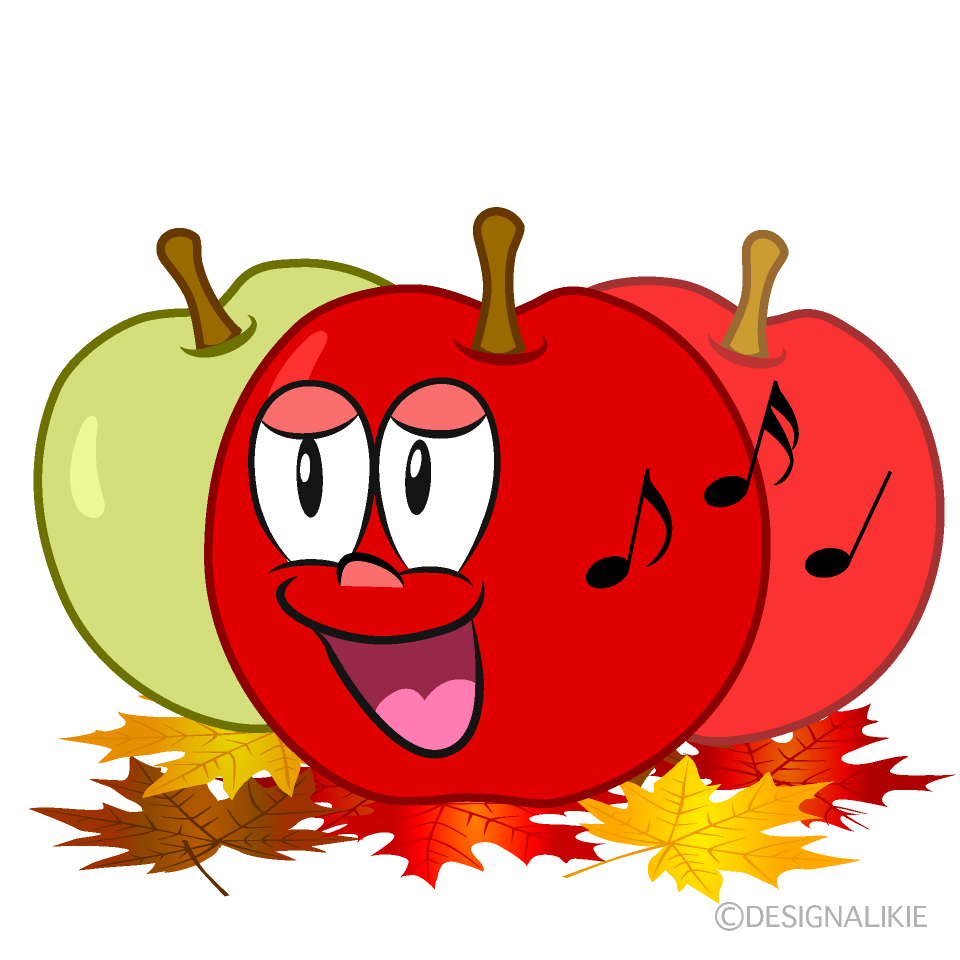Singing Fall Apple Cartoon Character Image